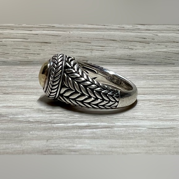 Designer JAI John Hardy Sterling Silver/14 K Gold Basket Weave Ring, Size 5 - Picture 2 of 8